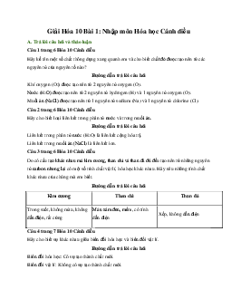 Giải Hóa 10 Bài 1: Nhập môn Hóa học Cánh diều