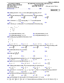 Đề kiểm tra chất lượng giữa HK1 Toán 12 năm 2018 – 2019 trường Nam Trực – Nam Định