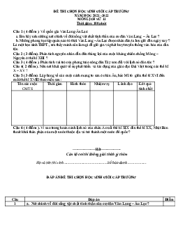 Đề thi HSG Lịch Sử 11 cấp trường 2022 (có đáp án)