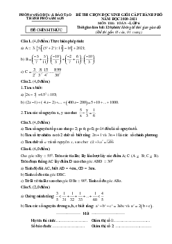 Đề thi HSG Toán 6 năm 2020 – 2021 phòng GD&ĐT thành phố Sầm Sơn – Thanh Hóa