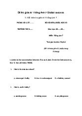 Đề thi giữa kì 1 tiếng Anh 7 sách Global success
