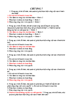 Câu hỏi trắc nghiệm ôn tập môn Quản trị học nội dung chương VII có đáp án