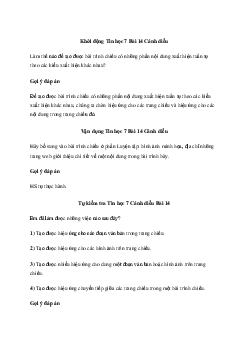 Giải Tin học 7 Bài 14: Thêm hiệu ứng cho trang chiếu | Cánh diều