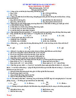 Đề thi thử TN 2023 môn Lý - Đề 2 (có đáp án)