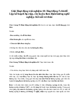 Giải Hoạt động trải nghiệm 10: Hoạt động 5 chủ đề 11 Kết Nối Tri Thức