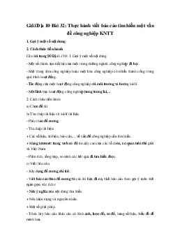 Giải Địa 10 Bài 32: Thực hành viết báo cáo tìm hiểu một vấn đề công nghiệp KNTT