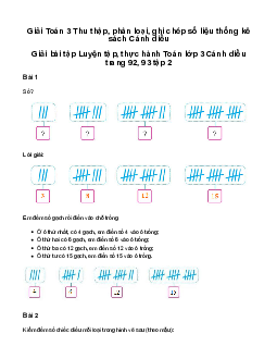 Thu thập, phân loại, ghi chép số liệu thống kê: Giải bài tập Luyện tập, thực hành Toán lớp 3 Cánh diều trang 92, 93, 94 tập 2