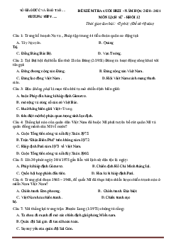 Đề thi HK2 môn Lịch sử 12 năm học 2020-2021 (có đáp án)