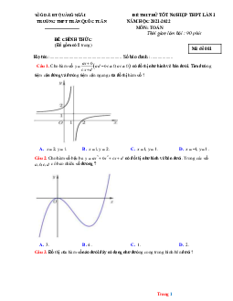 Đề thi thử TN 2022 môn Toán THPT Trần Quốc Tuấn (có đáp án)