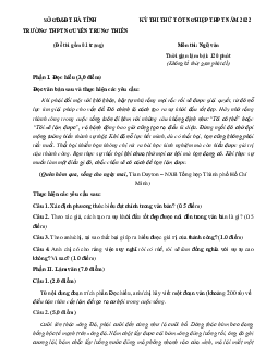 Đề thi thử THPT Quốc gia 2022 môn Ngữ văn trường THPT Nguyễn Trung Thiên, Hà Tĩnh (có đáp án)