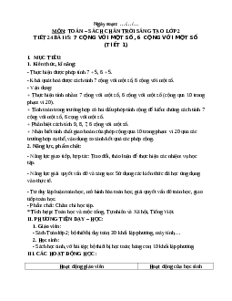 Giáo án Toán 2 sách Chân trời sáng tạo (Cả năm) | Tuần 5 | Tiết 1 và 2