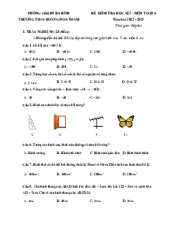 Đề học kì 1 Toán 6 năm 2022 – 2023 trường THCS Hoàng Hoa Thám – Hà Nội