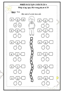 Phiếu bài tập cuối tuần lớp 2 môn Toán Kết nối tri thức - Tuần 4