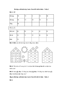 Phiếu bài tập cuối tuần lớp 2 môn Toán Kết nối tri thức - Tuần 2