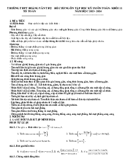 Đề cương học kỳ 1 Toán 11 năm 2023 – 2024 trường THPT Hoàng Văn Thụ – Hà Nội