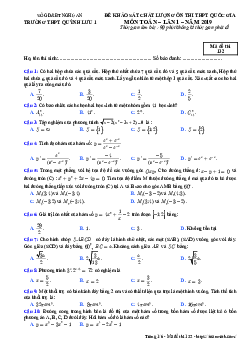 Đề KSCL Toán ôn thi THPTQG 2019 lần 1 trường THPT Quỳnh Lưu 1 – Nghệ An