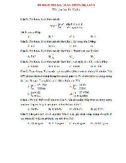 Đề kiểm tra Xác suất thống kê