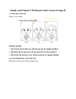 Family and Friends 3 Workbook Unit 6 Lesson 2 trang 43
