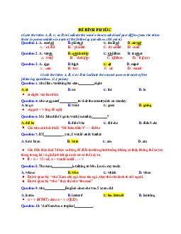 Đề thi tuyển sinh lớp 10 THPT năm học 2022-2023 môn Tiếng Anh (không chuyên) - Sở Giáo dục và Đào tạo Bình Phước có đáp án và giải thích chi tiết