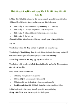 Hoạt động trải nghiệm 8: Tự chủ trong các mối quan hệ | Cánh diều