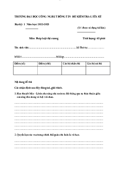 Đề kiểm tra giữa kì 1 năm 2022-2023 - Pháp luật đại cương | Trường Đại học CNTT Thành Phố Hồ Chí Minh