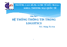 Hệ thống thông tin trong Logistics | Trường Cao đẳng Kinh tế Đối ngoại