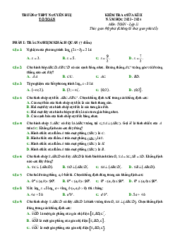 Đề thi giữa kì 2 Toán 11 năm 2023 – 2024 trường THPT Nguyễn Huệ – TT Huế