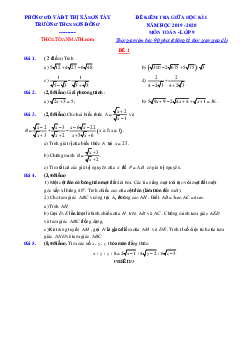 Đề thi giữa kì 1 Toán 9 năm 2020 – 2021 trường THCS Sơn Đông – Hà Nội