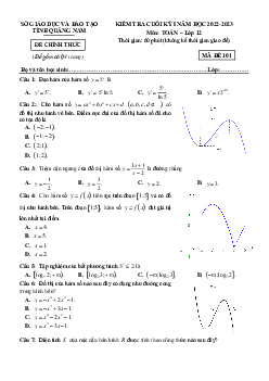 Đề thi HK1 môn toán 12 Quảng Nam 2022-2023 (Có đáp án)