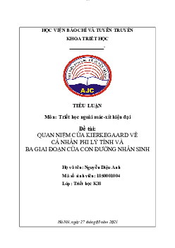 Tiểu luận "Quan niệm của Kierkegaard về cá nhân phi lý tính và ba giai đoạn của con đường nhân sinh''