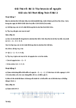 Giải Toán 6 Bài 2: Tập hợp các số nguyên | Cánh diều