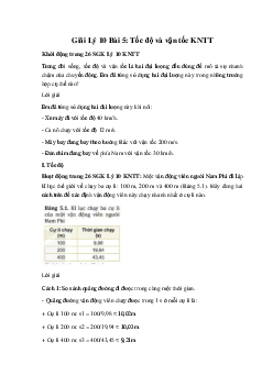 Giải Lý 10 Kết nối tri thức Bài 5: Tốc độ và vận tốc