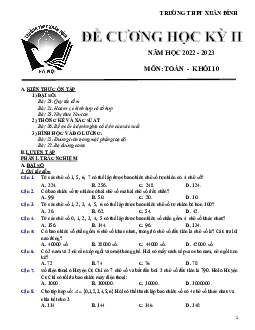 Đề cương ôn tập học kì 2 môn Toán 10 sách Kết nối tri thức với cuộc sống