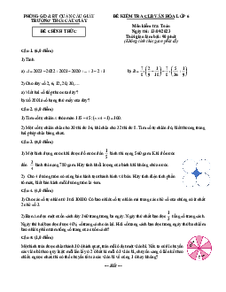 Đề kiểm tra CLB Toán 6 năm 2023 – 2024 trường THCS Cầu Giấy – Hà Nội