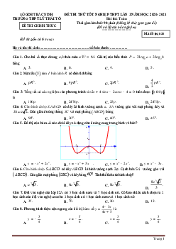 Đề thi thử tốt nghiệp THPT 2021 môn Toán Trường Lý Thái Tổ lần 1 (có đáp án)