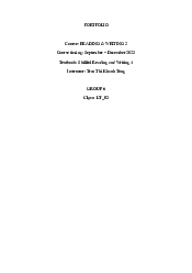 Portfolio Đọc Viết 2 - English Practice | Trường Đại học Vinh