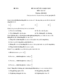 Đề thi thử THPT Quốc gia năm 2020 - 2021 môn Vật Lí - Đề 4 (có đáp án)