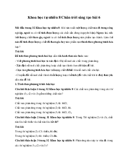 Giải Khoa học tự nhiên 8 bài 6:Tính theo phương trình hóa học | Chân trời sáng tạo