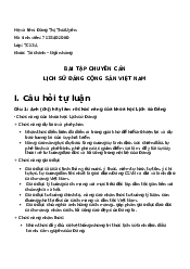 Bài tập chuyên cần Lịch sử Đảng Cộng sản Việt Nam | Học viện Chính sách và Phát triển