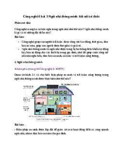 Công nghệ 6 bài 3 Ngôi nhà thông minh Kết nối tri thức