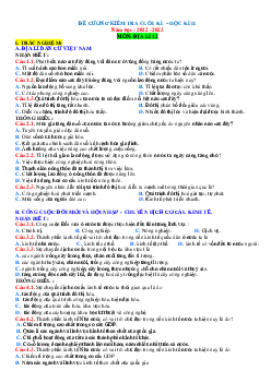 Đề cương ôn tập học kỳ 2 Địa 12 theo từng mức độ năm 2022-2023