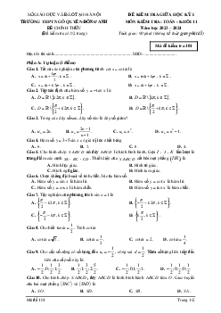 Đề giữa học kỳ 1 Toán 11 năm 2023 – 2024 trường THPT Ngô Quyền – Hà Nội