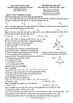 Đề học kì 2 Toán 7 năm 2023 – 2024 trường THCS Chương Dương – Hà Nội