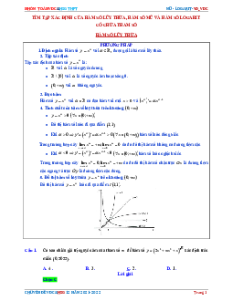 Tìm tập xác định của hàm số lũy thừa – mũ – lôgarit có chứa tham số