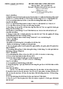 Đề Thi HSG Sinh Học 9 Huyện Thanh Oai 2021 Vòng 1 (có lời giải)