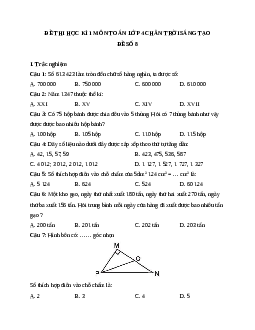 Đề thi cuối học kì 1 lớp 4 môn Toán Chân trời sáng tạo - Đề số 8