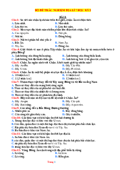 TOP 250 câu trắc nghiệm Địa Lí 7 học kỳ 1 theo từng bài học