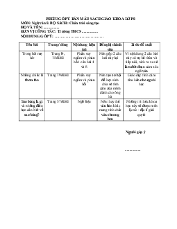 Bộ phiếu góp ý SGK Ngữ văn 8 Chân trời sáng tạo
