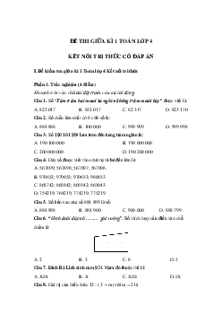 Đề ôn thi giữa kì 1 Toán lớp 4 Kết nối tri thức - Đề số 3
