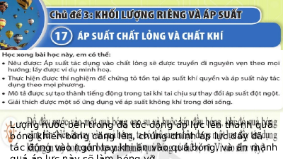 Giáo án điện tử Khoa học tự nhiên 8 Bài 17 Cánh diều: Áp suất trong chất lỏng và trong chất khí